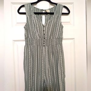 Sage and white flowered jumpsuit